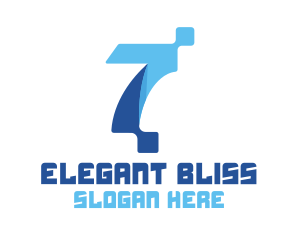 Blue Digital Number 7 Logo