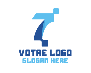 Blue Digital Number 7 Logo