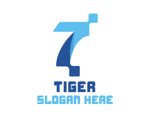 Blue - Blue Digital Number 7 logo design