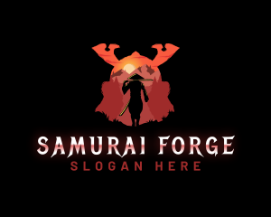 Samurai Warrior Silhouette logo design