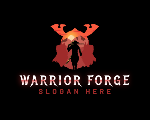 Samurai Warrior Silhouette logo design