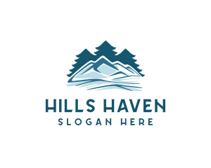 Snow Mountain Pine Tree logo design