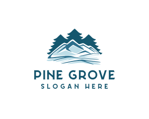 Snow Mountain Pine Tree logo design