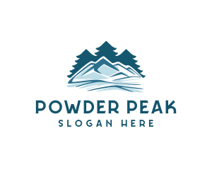 Ski - Snow Mountain Pine Tree logo design