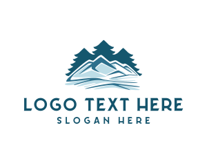 Treking - Snow Mountain Pine Tree logo design