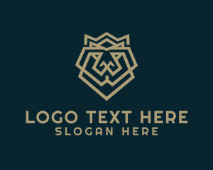 Roar - Geometric Lion Crown logo design