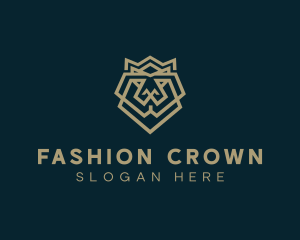 Geometric Lion Crown logo design