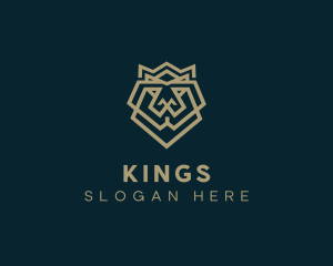 Geometric Lion Crown logo design