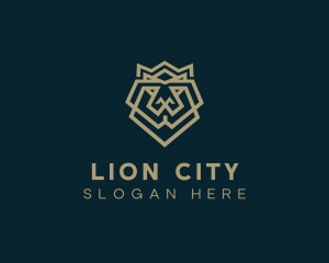 Geometric Lion Crown logo design