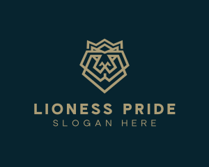 Geometric Lion Crown logo design