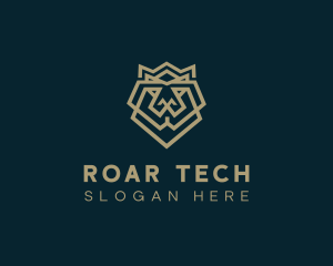 Roar - Geometric Lion Crown logo design