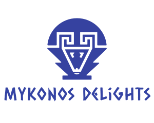 Mykonos - Blue Greek Ram logo design