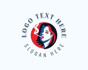 Tobacco - Smoking Cigarette Lady logo design