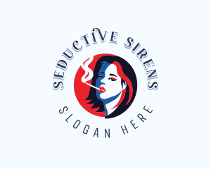 Smoking Cigarette Lady logo design