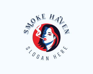 Smoking Cigarette Lady logo design