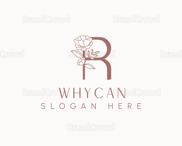 Natural Rose Floral Letter R Logo