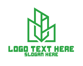 Leaf Leaves - Green Sharp Geomtry logo design