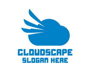 Blue Cloud Wing logo design