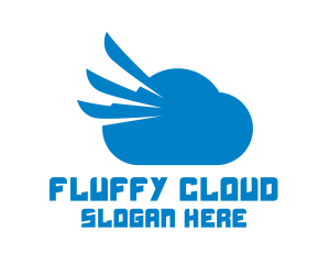 Blue Cloud Wing logo design