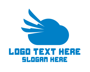 Data Transfer - Blue Cloud Wing logo design