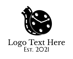 Black - Film Reel Clock logo design