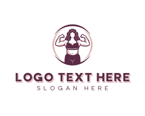 Muscular - Strong Woman Fitness logo design