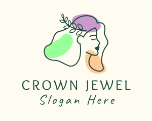 Headpiece - Wreath Woman Makeup logo design