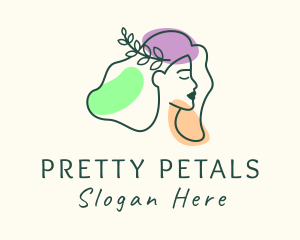 Wreath Woman Makeup logo design