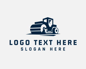 Worker - Road Roller Construction Equipment logo design