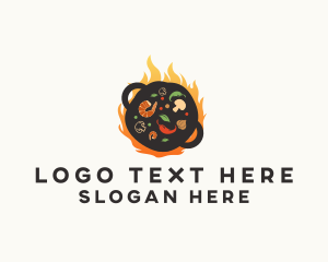 Grill - Wok Flame Restaurant logo design