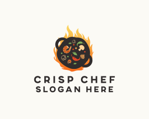 Wok Flame Restaurant logo design