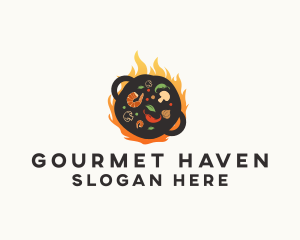 Wok Flame Restaurant logo design