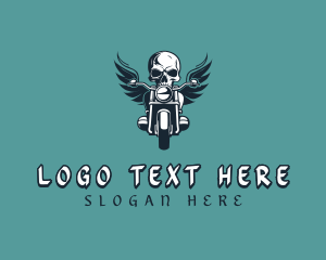 Wings - Skull Motorbike Biker logo design