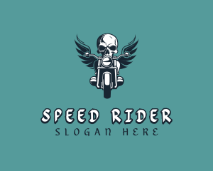 Motorbike - Skull Motorbike Biker logo design