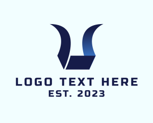 Alphabet - Blue Horn Letter U logo design