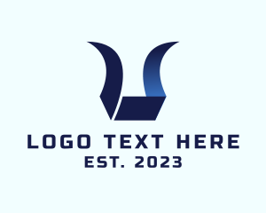 Gradient - Blue Horn Letter U logo design