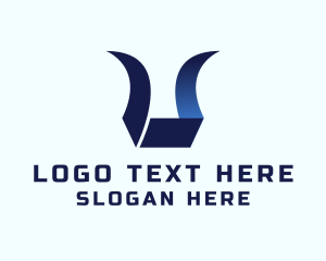 Blue Horn Letter U Logo