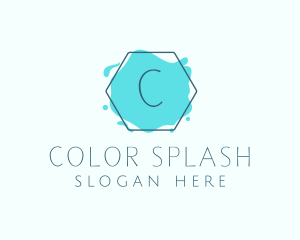 Hexagon Watercolor Splash Boutique logo design