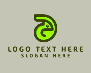 Green Chameleon Letter D logo design