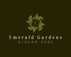 Natural Leaf Wreath logo design