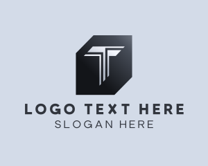 Black And White - Geometric Technology Letter T logo design