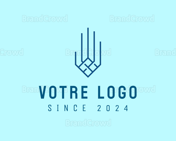 Blue Digital Hand Logo