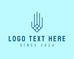 Hand - Blue Digital Hand logo design