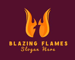 Inferno - Flaming Phoenix Bird logo design