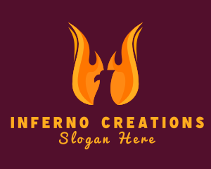 Flaming Phoenix Bird logo design