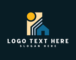 Residential - Geometric House Roofing logo design