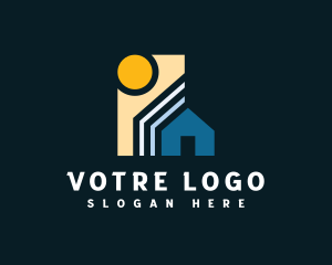 Geometric House Roofing Logo