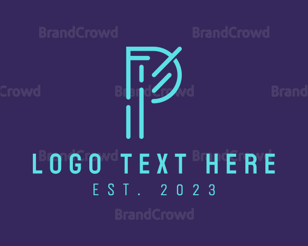 Neon Tech Letter P Logo