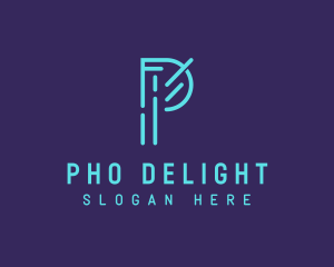 Neon Tech Letter P logo design