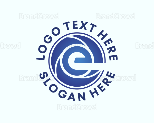 Digital Technology Vortex Letter E Logo